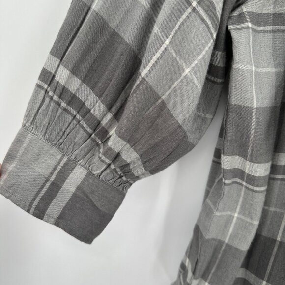 POLO Ralph Lauren Gray Flannel Plaid Tie-Neck Blouse Size S Small Top NWT - Picture 4 of 11